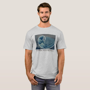Hokusai Meets Fibonacci with Numerical Sequence T-Shirt