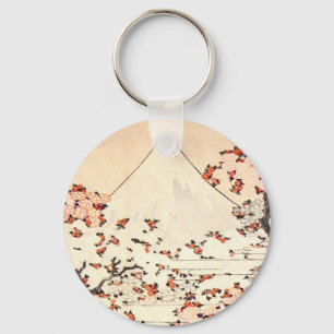 Hokusai Mount Fuji Cherry Blossoms Key Chain