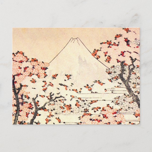 Hokusai Mount Fuji Cherry Blossoms Postcard (Front)