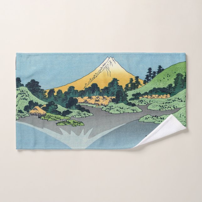 Hokusai - Mount Fuji Reflects in Lake Kawaguchi Bath Towel Set (Hand Towel)