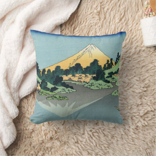 Hokusai Mount Fuji reflects in Lake Kawaguchi Cushion