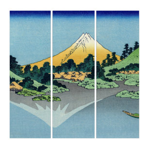 Hokusai - Mount Fuji Reflects in Lake Kawaguchi Triptych