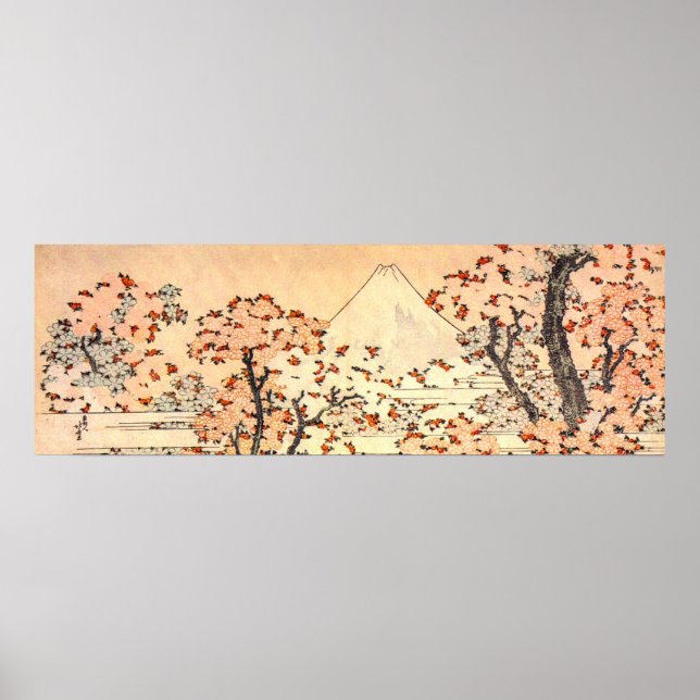 Hokusai Mt Fuji with Cherry Trees in Bloom  Poster (Front)