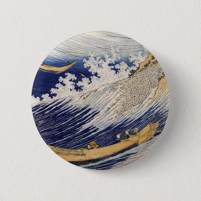 Hokusai Ocean Waves Sea Boats 6 Cm Round Badge (Front)