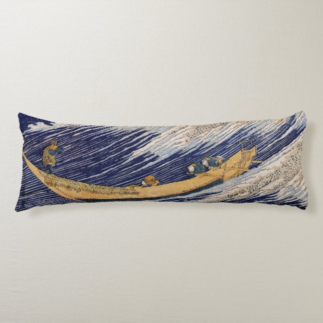 Hokusai Ocean Waves Sea Boats Body Cushion (Front)
