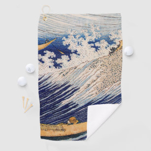 Hokusai Ocean Waves Sea Boats Golf Towel