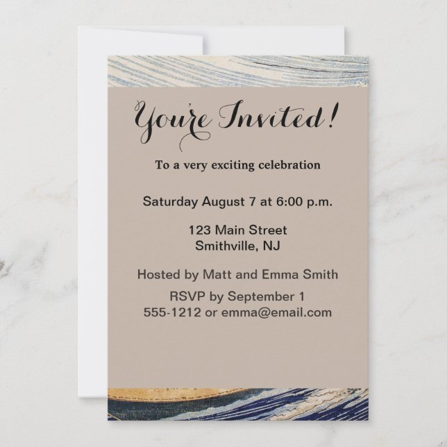 Hokusai Ocean Waves Sea Boats Invitation (Front)