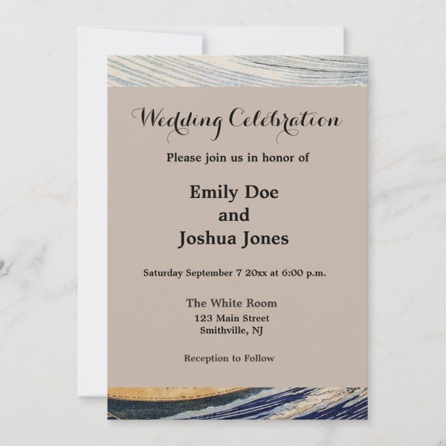 Hokusai Ocean Waves Sea Boats Invitation (Front)