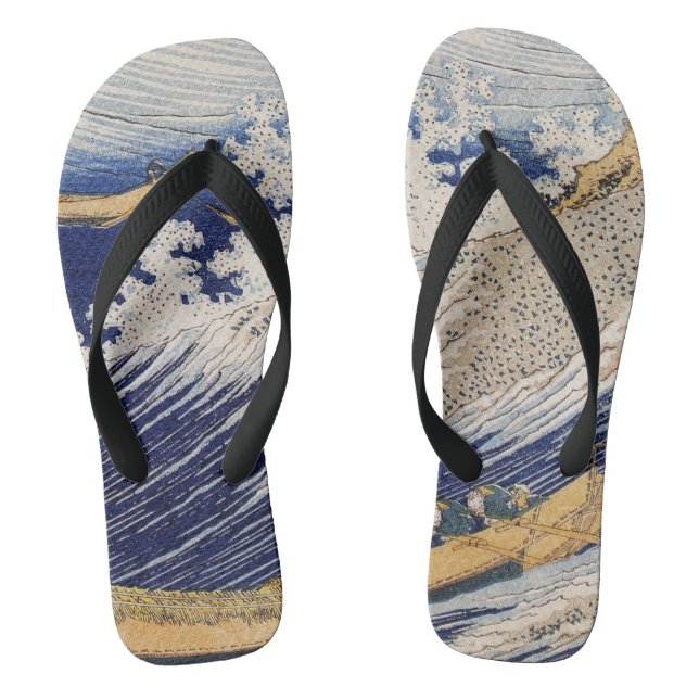 Hokusai Ocean Waves Sea Boats Jandals (Footbed)