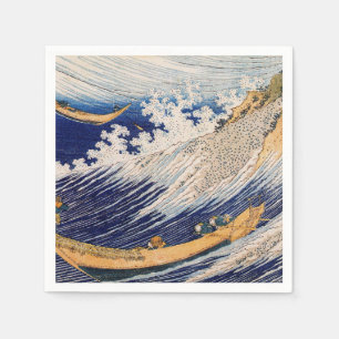 Hokusai Ocean Waves Sea Boats Napkin
