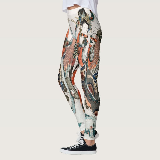 Hokusai’s Japanese Woman Leggings – Cool (Left)