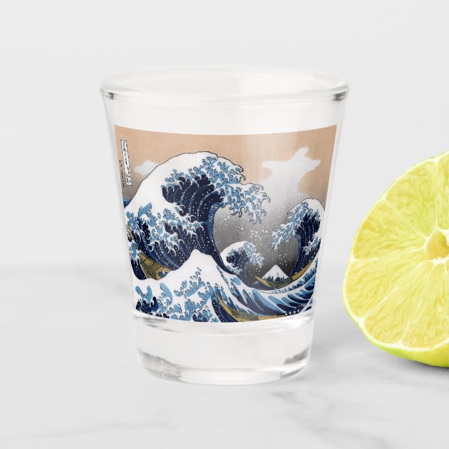 HOKUSAI, "The 3 great wave of Kanagawa" Shot Glass (Front)