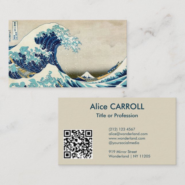 Hokusai - The Great Wave off Kanagawa - QR Code Business Card (Front/Back)