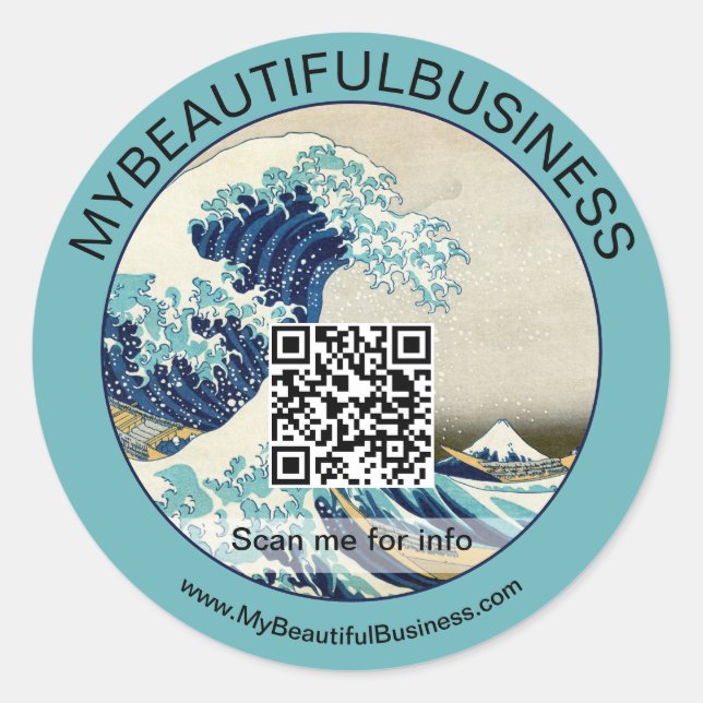Hokusai - The Great Wave off Kanagawa - QR Code Classic Round Sticker (Front)