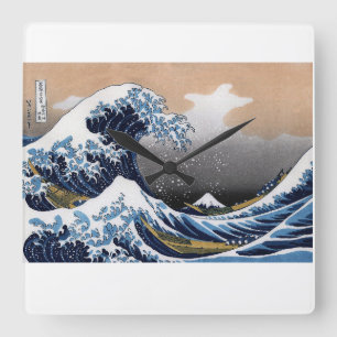 Hokusai , “ The Great Wave off Kanagawa ” Square Wall Clock