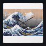 Hokusai , "The Great Wave off Kanagawa" Square Wall Clock<br><div class="desc">私 はが好 き の な 人・・・・・・lossul・lossul・lossul・lossusul</div>