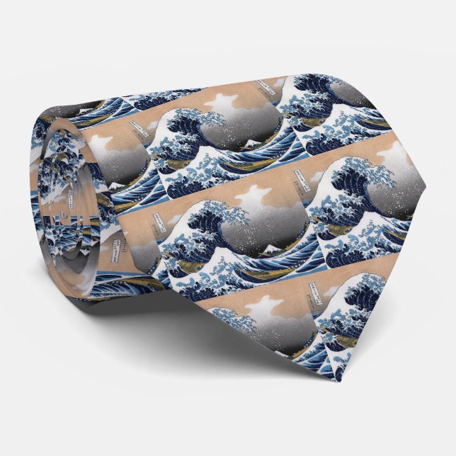 Hokusai , “ The Great Wave off Kanagawa ” Tie (Rolled)