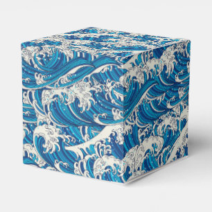Hokusai the Great Wave Pattern Nautical Blue wave Favour Box