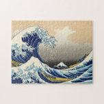 Hokusai The Great Wave Puzzle<br><div class="desc">Hokusai The Great Wave puzzle. Japanese woodblock print from 1830-1833. One of the most famous Japanese artworks in the world, Hokusai’s The Great Wave off Kanagawa is the first entry in his Thirty-six Views of Mount Fuji. The mountain itself can be seen in the background while the wave menaces wooden...</div>