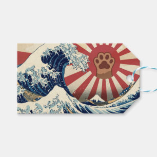 HOKUSAI "The Great Wave" & Rising Sun Flag & Cat Gift Tags
