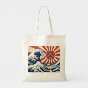 HOKUSAI "The Great Wave" & Rising Sun Flag & Cat Tote Bag