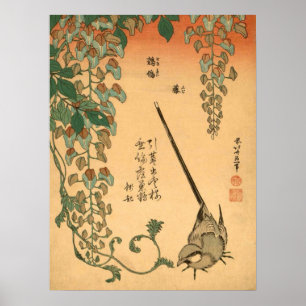 Hokusai Vintage Wisteria and Wagtail GalleryHD Poster