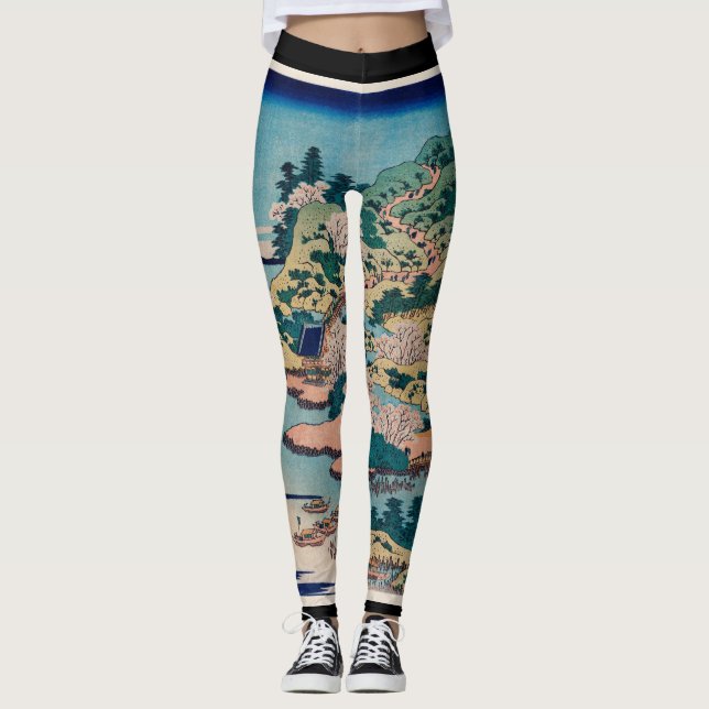 HOKUSAI WOODBLOCK PRINTE PRINTED Leggings (Front)