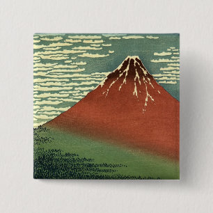 Hokusai's South Wind, Clear Sky or "Red Fuji" 15 Cm Square Badge
