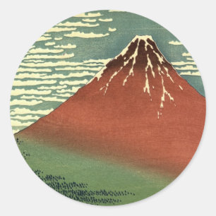 Hokusai's Ukiyo-e South Wind Clear Sky or Red Fuji Classic Round Sticker