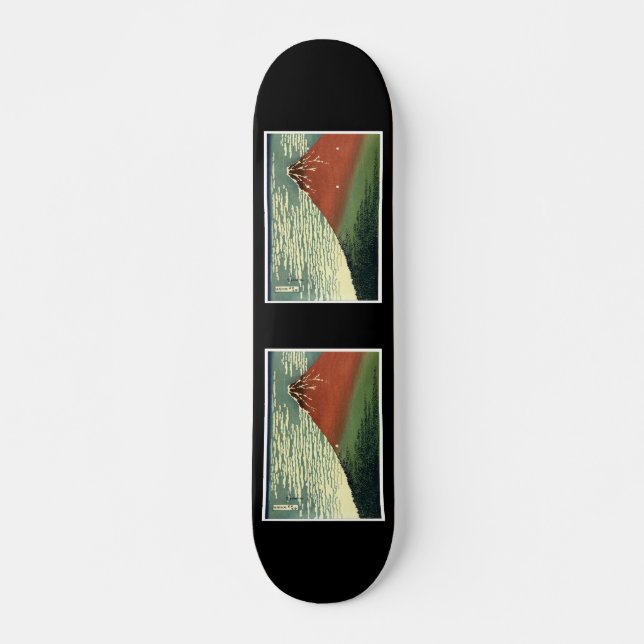 Hokusai's Ukiyo-e South Wind Clear Sky or Red Fuji Skateboard (Front)