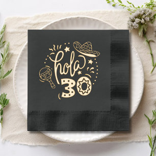 Hola 30 Hello 30 Thirty 30th Birthday Spanish Foil Napkins