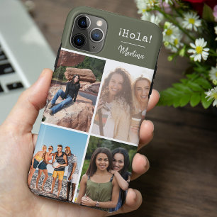 ¡Hola! 4 Photo Collage Green Personalized Case-Mate iPhone Case