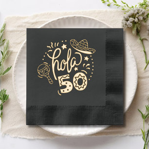 Hola 50 Hello 50 Fifty 50th Birthday Spanish Foil Napkins