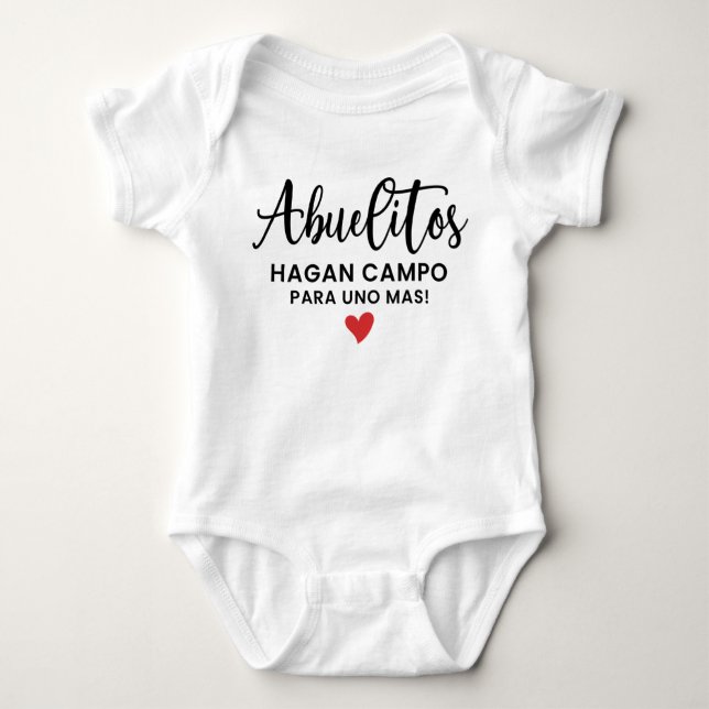 Hola Abuelitos Spanish Pregnancy Announcement  Baby Bodysuit (Front)