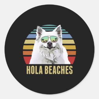 Hola Beaches American Eskimo Dog Dog Funny Beach S Classic Round Sticker