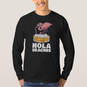 Hola Beaches Summer Beach Flamingo Sunglasses T-Shirt