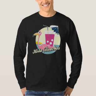Hola Beaches Summer Beach Flamingo Sunglasses T-Shirt