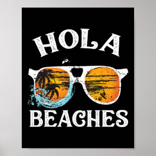 Hola Beaches Summer Family Beach Surfboard Vacatio Poster
