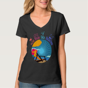 Hola Blue Sea Beaches In Sunset Twin Palm Tress 1 T-Shirt