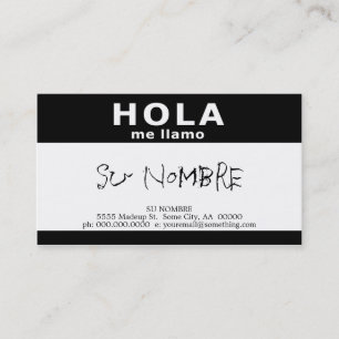 hola me llamo (black) business card