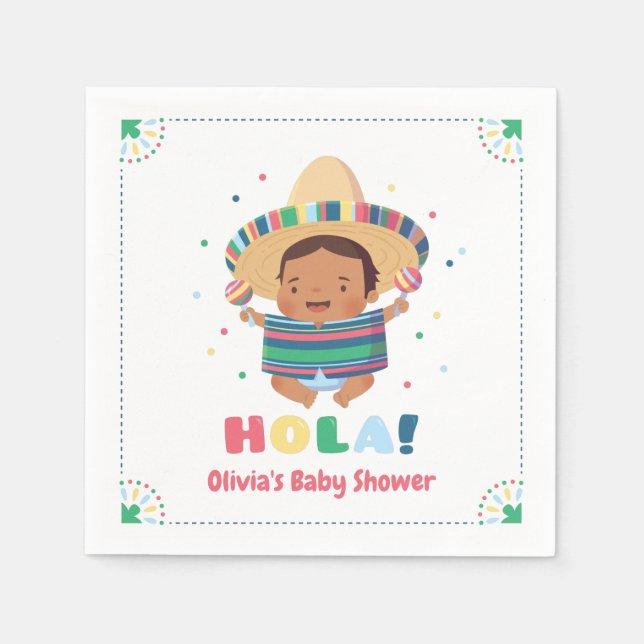 Hola Mexican Boy Fiesta Baby Shower Supplies Napkin (Front)