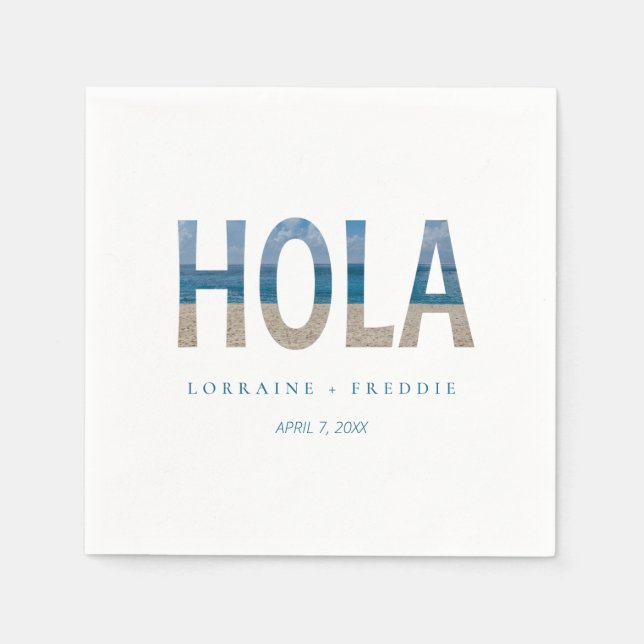 Hola Mexico Beach Photo Destination Wedding Napkin (Front)