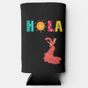 Hola! Spanish theme/senorita/editable name Seltzer Can Cooler