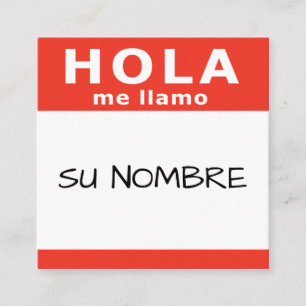 hola su nombre rojo square business card