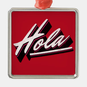 Hola text design metal tree decoration
