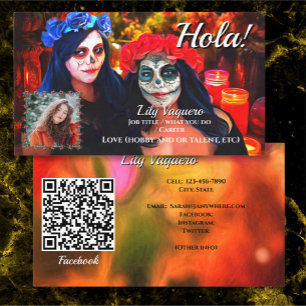 Hola Vallarta Catrinas 1718 Social QR Code Business Card