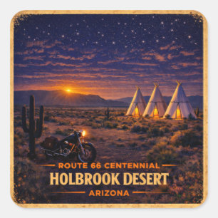 Holbrook Arizona 100 Year Wigwam Sunset Glow Square Sticker