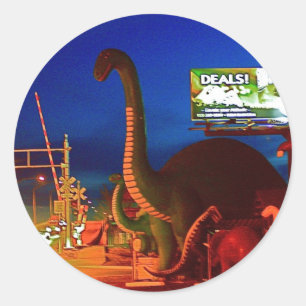 Holbrook Dinosaurs-Rte 66 Classic Round Sticker