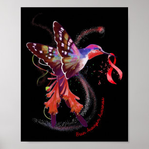 Hold Burgundy Ribbon Brain Aneurysm Awareness Poster