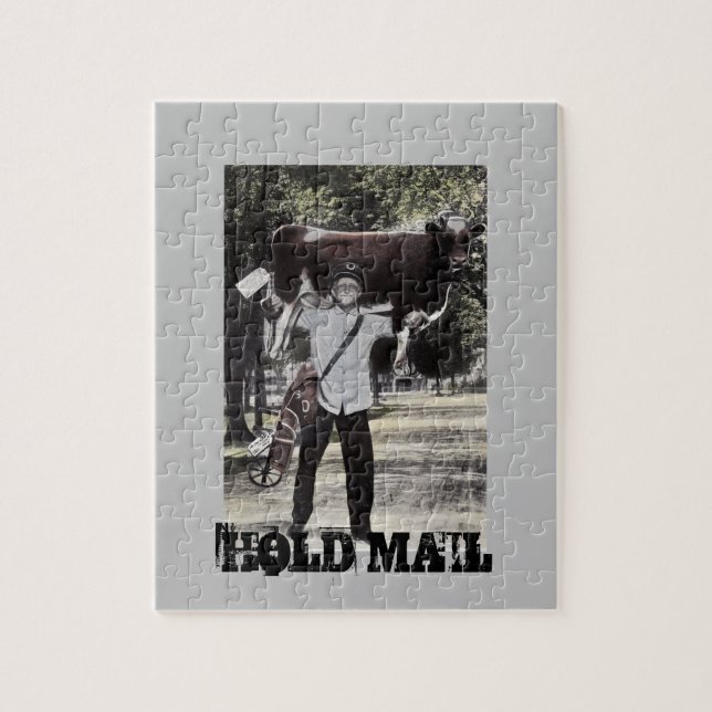Hold Mail fun work gift antique retirement mailman Jigsaw Puzzle (Vertical)